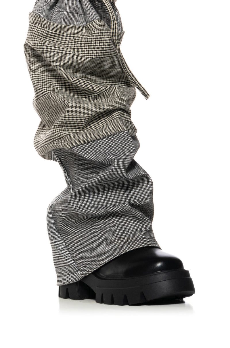 Full View Azalea Wang Heartbreaker Black Plaid Overlay Boot