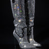 Front View Azalea Wang Heidemarie Western Rhinestone Stiletto Boot In Silver