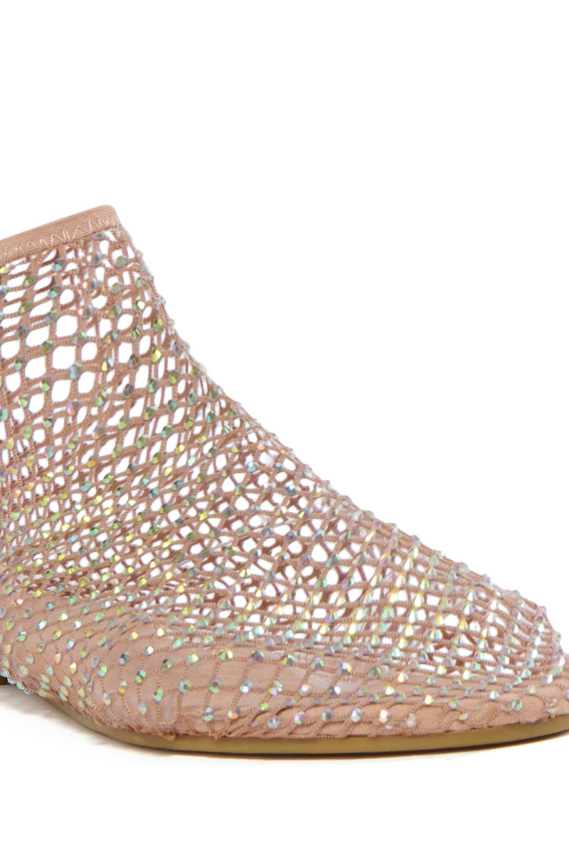 Full View Azalea Wang Heloise Mesh Rhinestone Flat In Nude