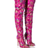 Front View Azalea Wang Her Majesty Embellished Above The Knee Boot In Pink