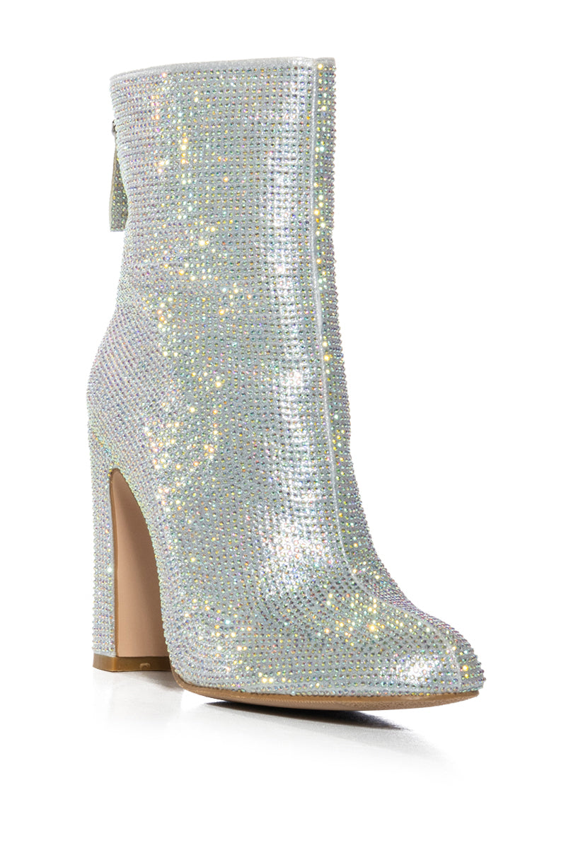 Back View Azalea Wang Honey Bunch Silver Embellished Bootie