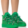 Front View Azalea Wang Honey Bush Green Embellished Sneaker