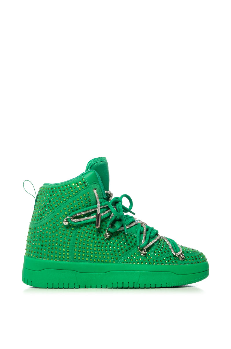 Side View Azalea Wang Honey Bush Green Embellished Sneaker 1