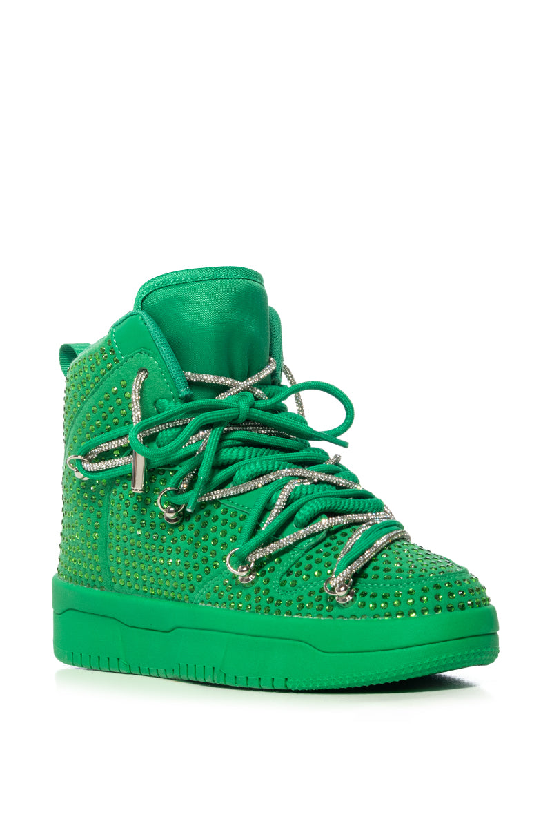 Back View Azalea Wang Honey Bush Green Embellished Sneaker 2