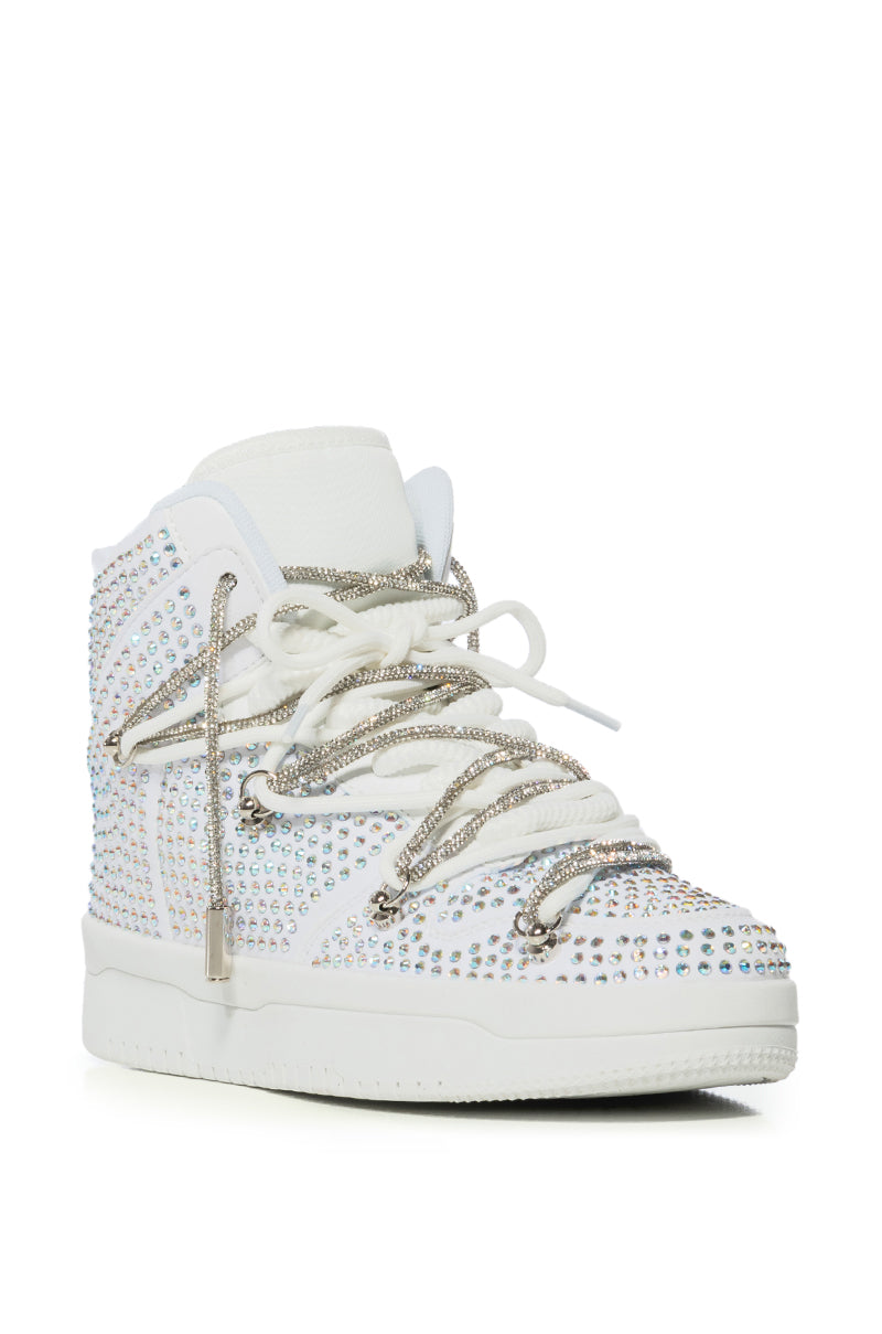Back View Azalea Wang Honey Bush White Embellished Sneaker
