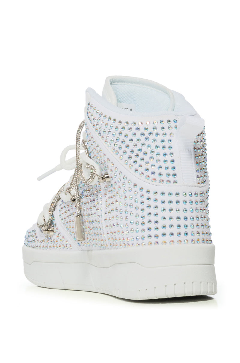Detail View Azalea Wang Honey Bush White Embellished Sneaker