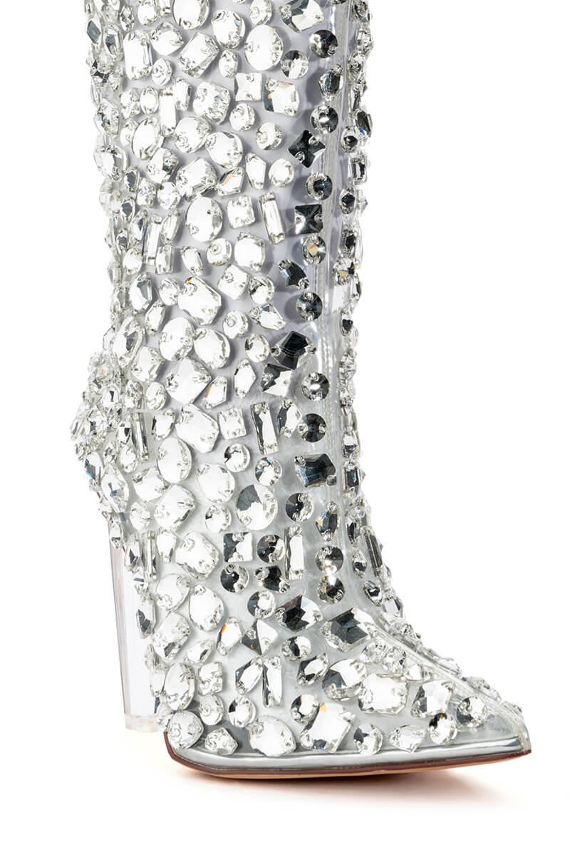 Full View Azalea Wang Honey Embellished Pvc Boot In Silver