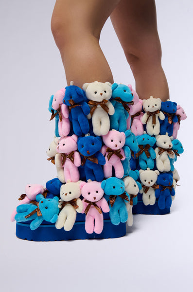 AZALEA WANG HONEY PIE TEDDY BEAR FLAT BOOT IN MULTI – AKIRA