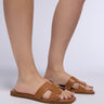 Front View Azalea Wang Howdy Nude Flat Sandal