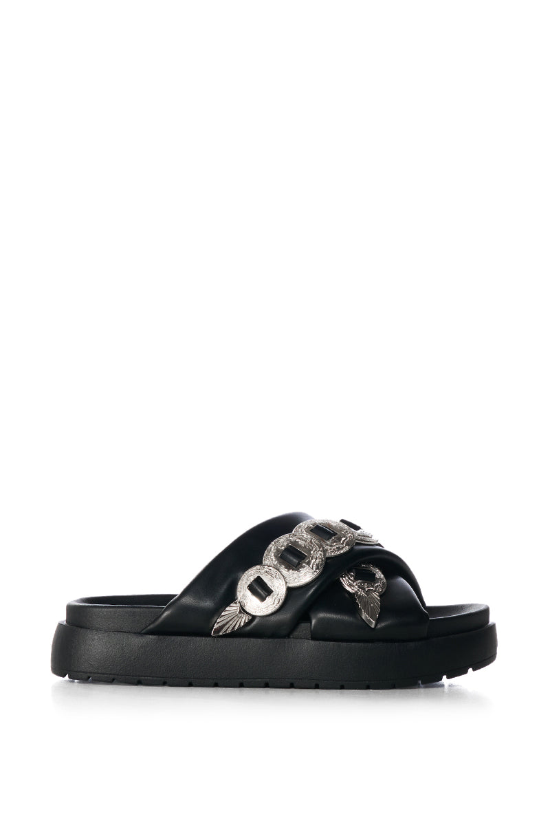 Back View Azalea Wang Huey Black Sandal 2