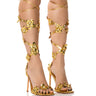 Front View Azalea Wang Humble Embellished Flower Strappy Sandal In Gold