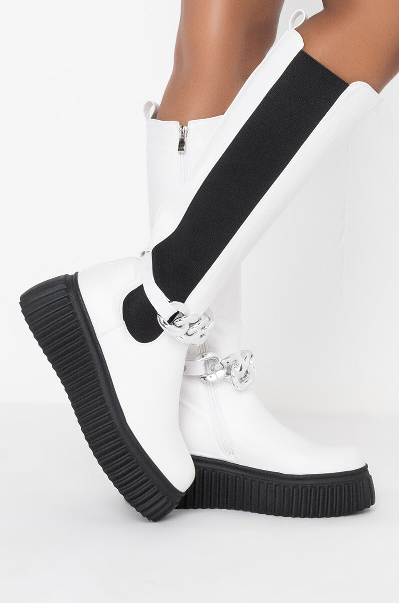 Side View Azalea Wang I Dont Wanna Be Like You Flatform Boot In White