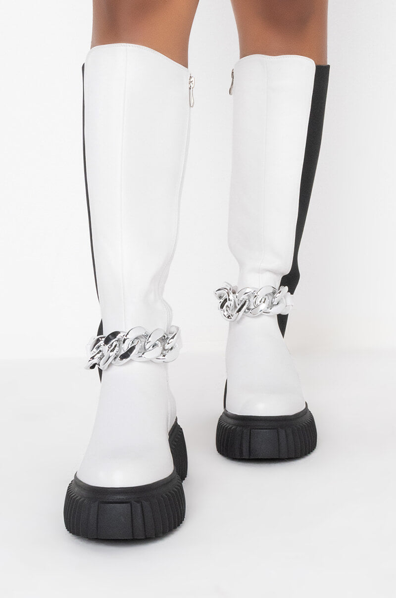 Back View Azalea Wang I Dont Wanna Be Like You Flatform Boot In White