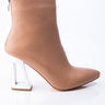 Back View Azalea Wang I Know You Heard About Me Block Heel Bootie In Taupe in Taupe