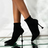 Front View Azalea Wang I Own This Street At Midnight Stiletto Bootie in Black Knit