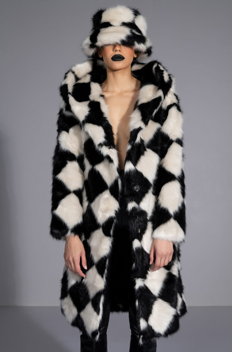 IF YOU SMILE LONG FAUX FUR COAT view 0