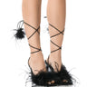 Front View Azalea Wang Im That Girl Feather Sandal In Black