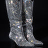 Front View Azalea Wang Ingrid Blinged Out Rhinestone Western Boot In Silver