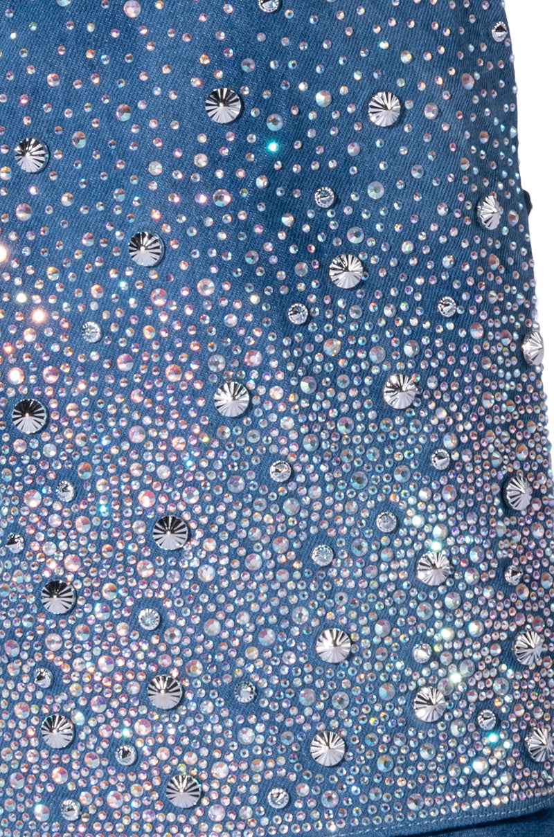 Full View Azalea Wang Invisible Denim Boot With Diamonds