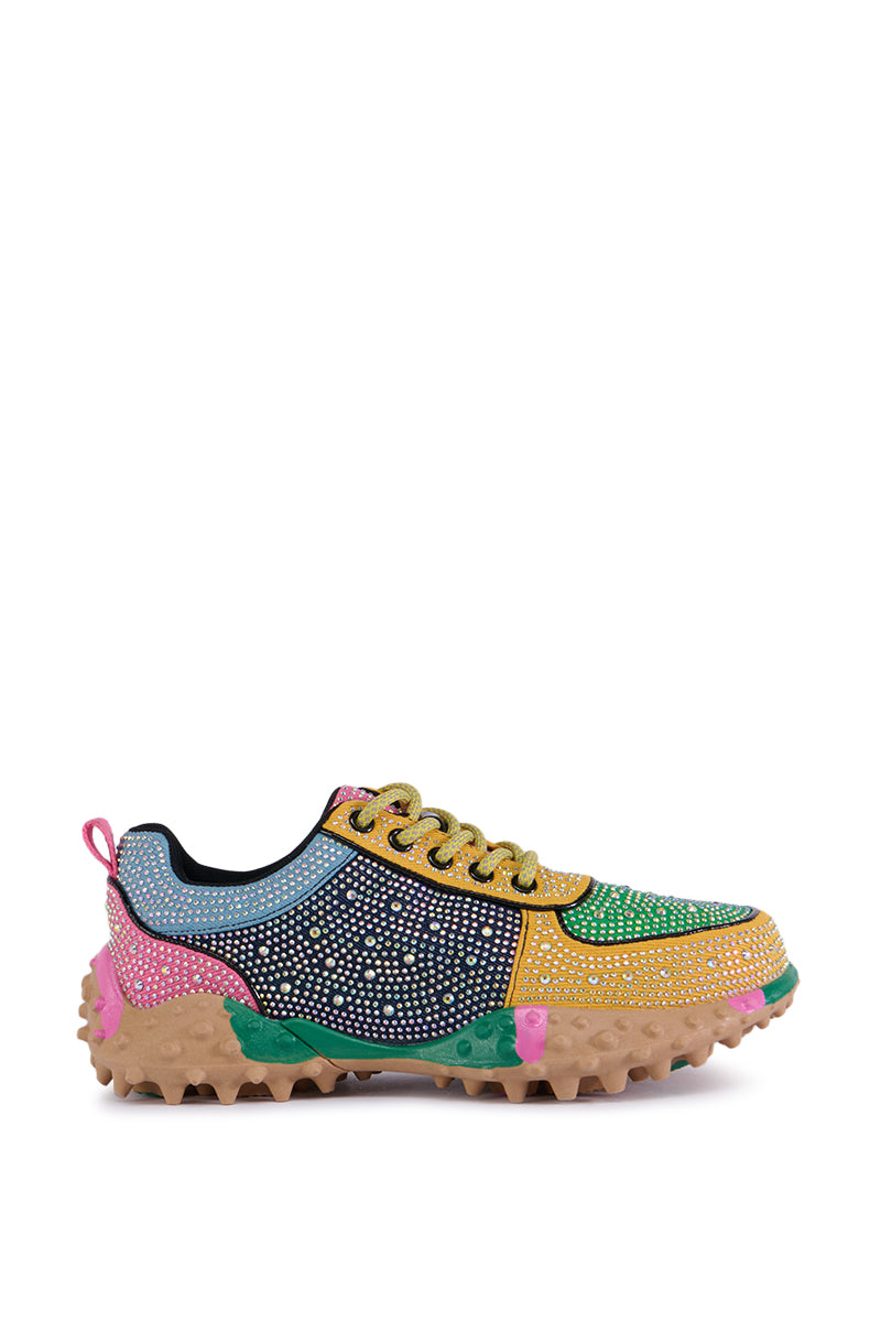 Back View Azalea Wang Isabeau Embellished Multi Sneaker