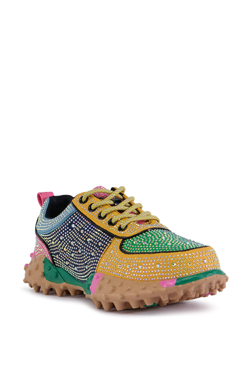 Detail View Azalea Wang Isabeau Embellished Multi Sneaker