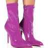 Front View Azalea Wang Isabella Patent Bootie In Purple