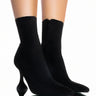 Front View Azalea Wang Its My Life Chunky Bootie In Black Stretch Suede