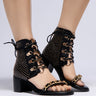 Front View Azalea Wang Izabella Black Sandal Bootie