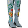 Front View Azalea Wang Izara Over The Knee Boot In Denim