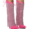 Front View Azalea Wang Jaclyn Embellished Stiletto Boot In Fuchsia