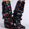 Front View Azalea Wang Jadie Multi Rainbow Sequin Western Boot