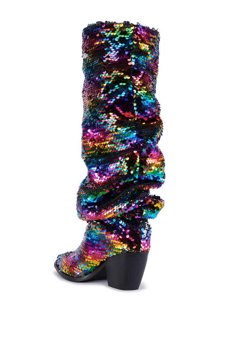 Full View Azalea Wang Jadie Multi Rainbow Sequin Western Boot