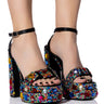 Front View Azalea Wang Janette Gem Embellished Platform Sandal In Multi