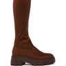 Side View Azalea Wang Jaye Black Stretch Boot In Brown