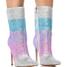 Front View Azalea Wang Jayleen Multi Rhinestone Stripe Bootie