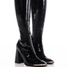 Front View Azalea Wang Jazzy Patent Knee High Boot In Black