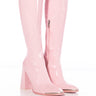 Front View Azalea Wang Jazzy Patent Knee High Boot In Pink