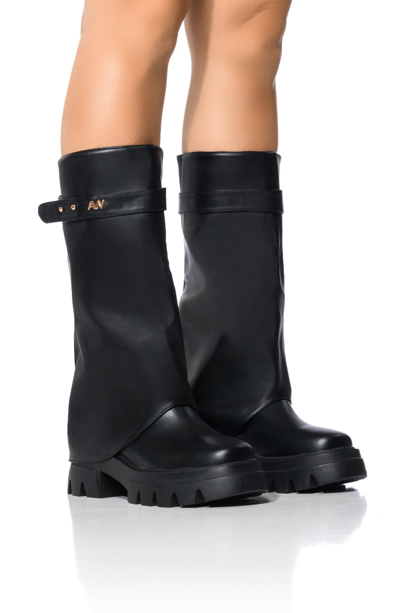 AZALEA WANG JET FOLD OVER FLATFORM BOOT IN BLACK view 0