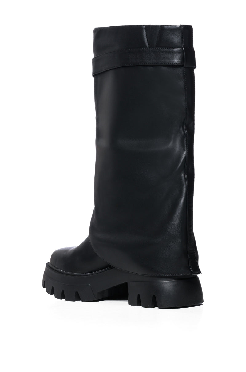 Detail View Azalea Wang Jet Fold Over Flatform Boot In Black