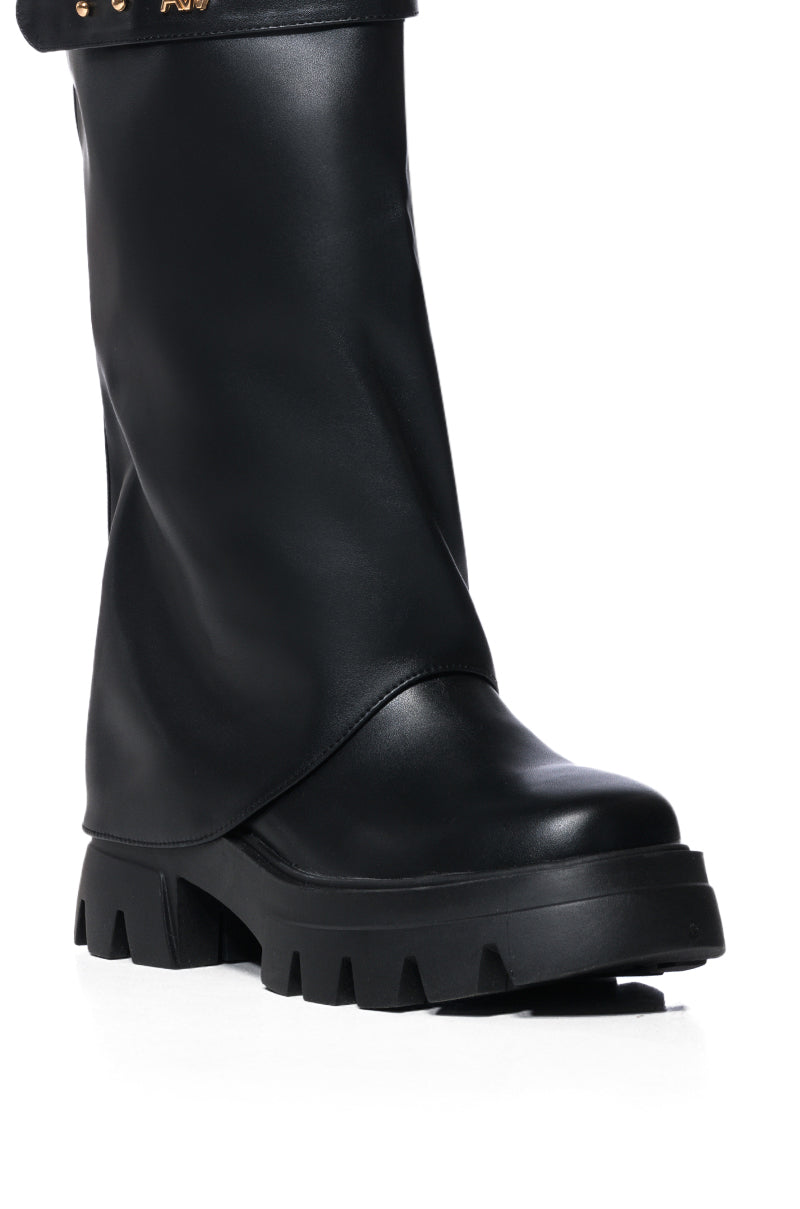 Full View Azalea Wang Jet Fold Over Flatform Boot In Black