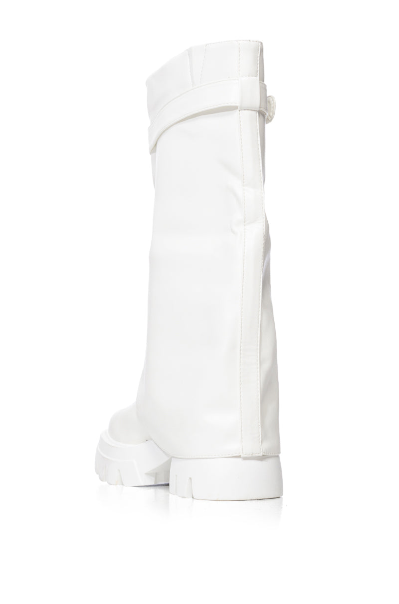 Detail View Azalea Wang Jet Fold Over Flatform Boot In White