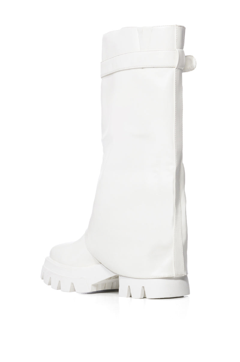 Detail View Azalea Wang Jet Fold Over Flatform Boot In White