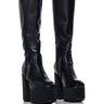 Front View Azalea Wang Jett Black Textured Heel Boot