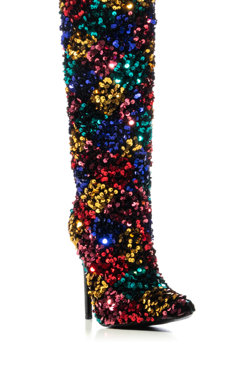 Extra View Azalea Wang Jimena Sequin Embellished Stiletto Boot In Multi 7