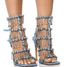 Front View Azalea Wang Jordyn Denim Dripping Diamonds Sandal