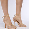 Front View Azalea Wang Josette Nude And Rhinestone Mesh Sandal