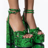 Front View Azalea Wang Jump Right In Chunky Sandal In Snake