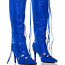 Front View Azalea Wang Just For You Rhinestone Stiletto Boot In Blue