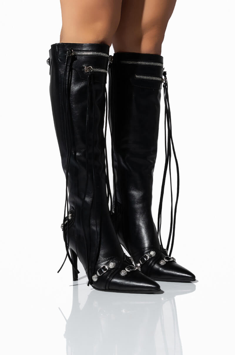 Front View Azalea Wang Just For You Stiletto Boot In Black
