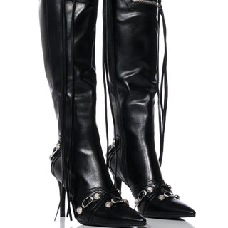 Front View Azalea Wang Just For You Stiletto Boot In Black